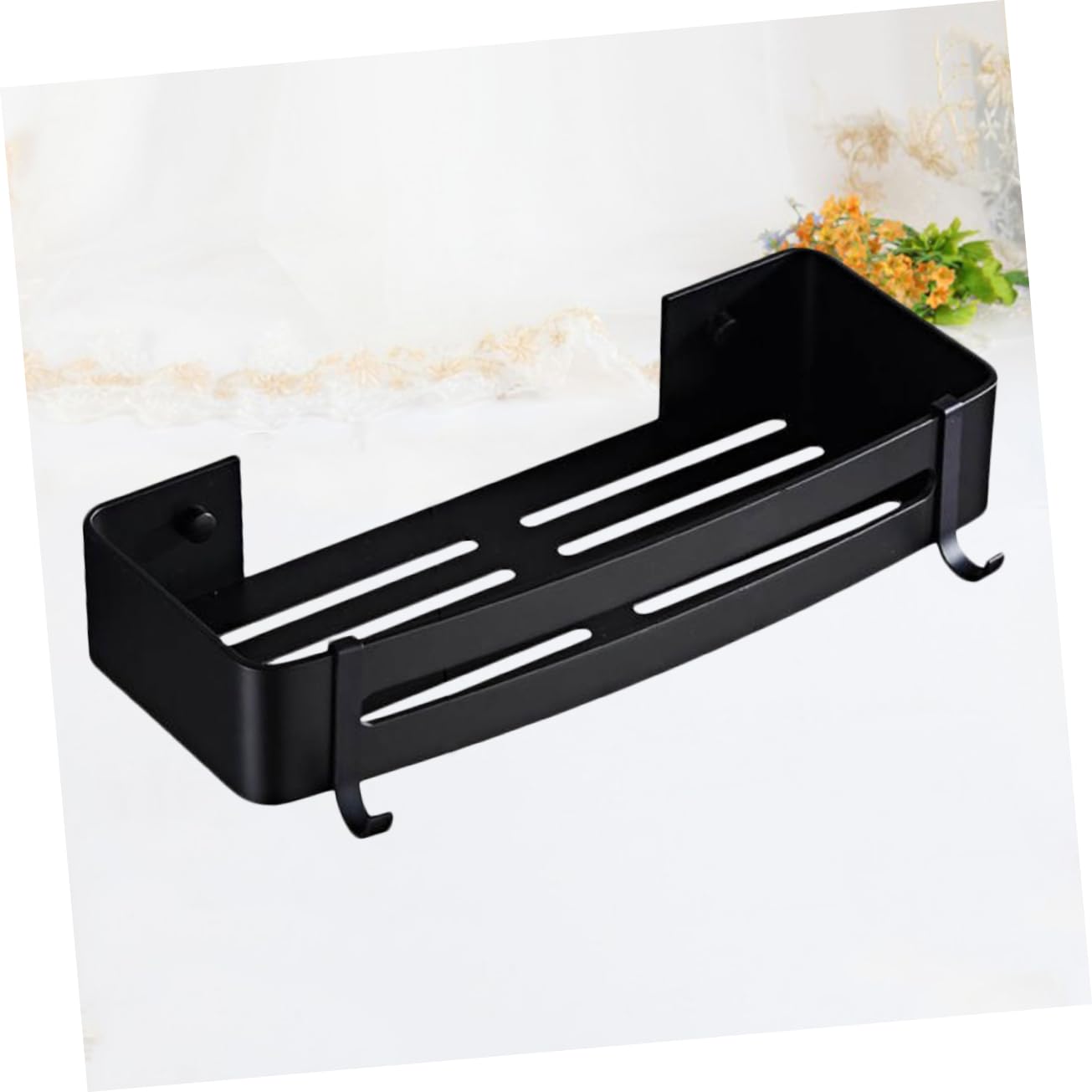 Hoement 1pc Bathroom Shelf Black Storage Shelves Black Gel Storage Unit Gel Shower Storage Punch Shower Shelf Bathroom Rack Organizer Bathroom Shower Gel Organizer Shelving Aluminum