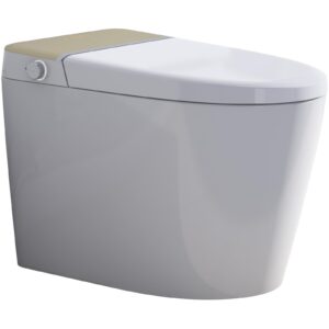 spoway smart toilet with built-in bidet seat, tankless toilet with auto lid opening, closing and flushing, heated seat, digital display, remote control