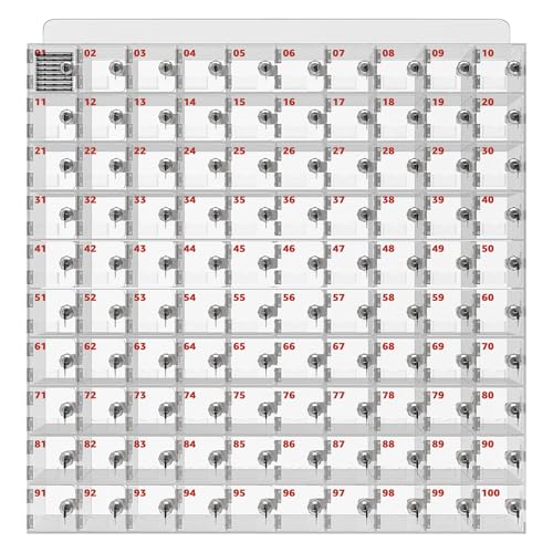 100 Slots Cell Phone Locker Box for Classroom, Clear Acrylic Cell Phone Storage Cabinet Bin with Door Locks for Office Factory Employees, 41×7.2×41in