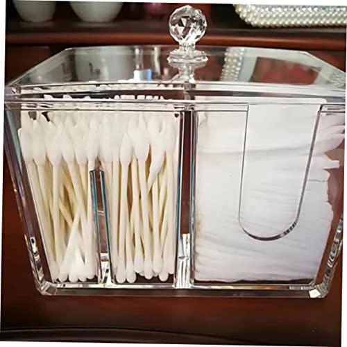 Mikinona Box Swab Holder Cotton Round Dispenser Cosmetic Pad Container Cleansing Cotton Clear Container Stand Container Cotton Swab Containers Round Cotton Pads Veils That Covers Face White