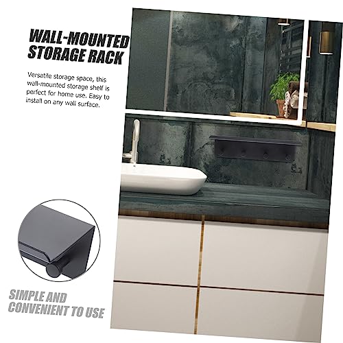 KONTONTY 1 Set Black Multifunctional Storage Rack Towel Holder Bathroom Rack Space Aluminum Floating Shelves