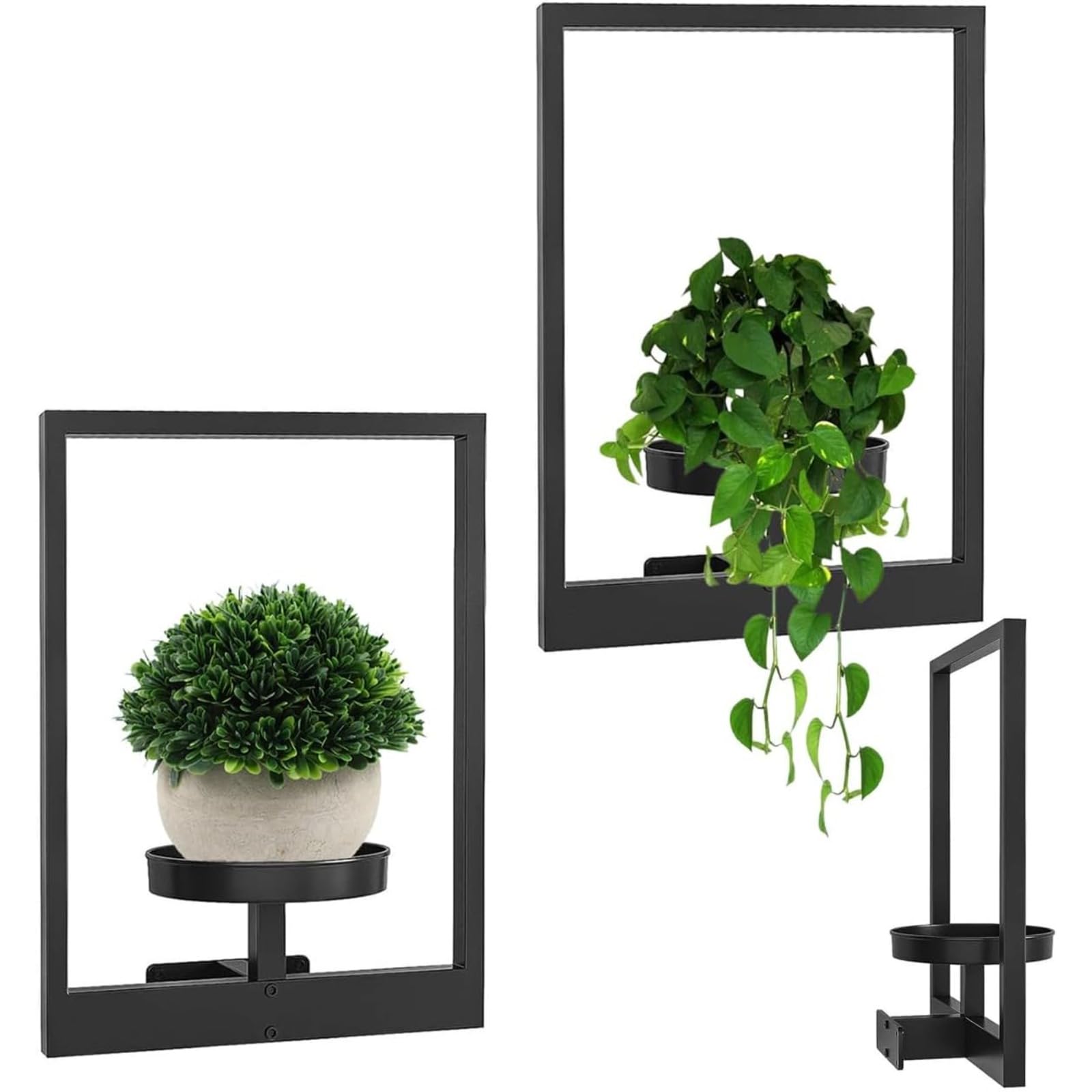 Picture Frame Wall Plant Holder, Window Plant Shelves, Plant Frames for Wall, Metal Plant Wall Frame, Metal Plant Stand,Modern Plant Stand,Plant Table for Multiple Flower Pots Modern Style (2pc)