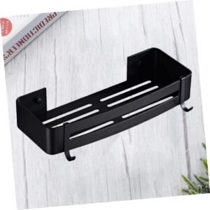 Hoement 1pc Bathroom Shelf Black Storage Shelves Black Gel Storage Unit Gel Shower Storage Punch Shower Shelf Bathroom Rack Organizer Bathroom Shower Gel Organizer Shelving Aluminum