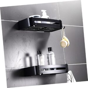 Hoement 1pc Bathroom Shelf Black Storage Shelves Black Gel Storage Unit Gel Shower Storage Punch Shower Shelf Bathroom Rack Organizer Bathroom Shower Gel Organizer Shelving Aluminum