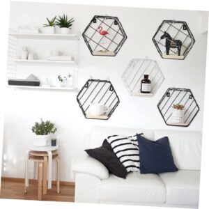 FUNOMOCYA Wall Display Holder Storage Shelf Wall Hanging Holder Living Room Bookshelf Wall Mount Display Shelf Wall Shelf Wall Hanging Rack Hexagonal Mesh Shelf Wall Storage Rack Black