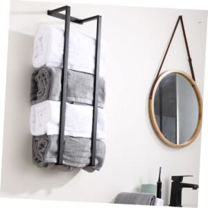 Unomor Towel Roll Storage Rack Hanger Stand Wall Mounted Shelves Wall Mount Towel Hanger Organizer Towel Mounted Towel Shelf for Bathroom Blanket Ladder Towels 304 Stainless Steel Black