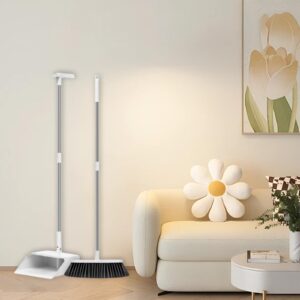 Brooms and Dustpan Set, Stand Up Brooms with Dustpan Combo, 33" Long Handle Brooms, Ergonomically, Comfortable Grip, for Home, Kitchen, Room, Office, Indoor, Outdoor, Floor Sweeping