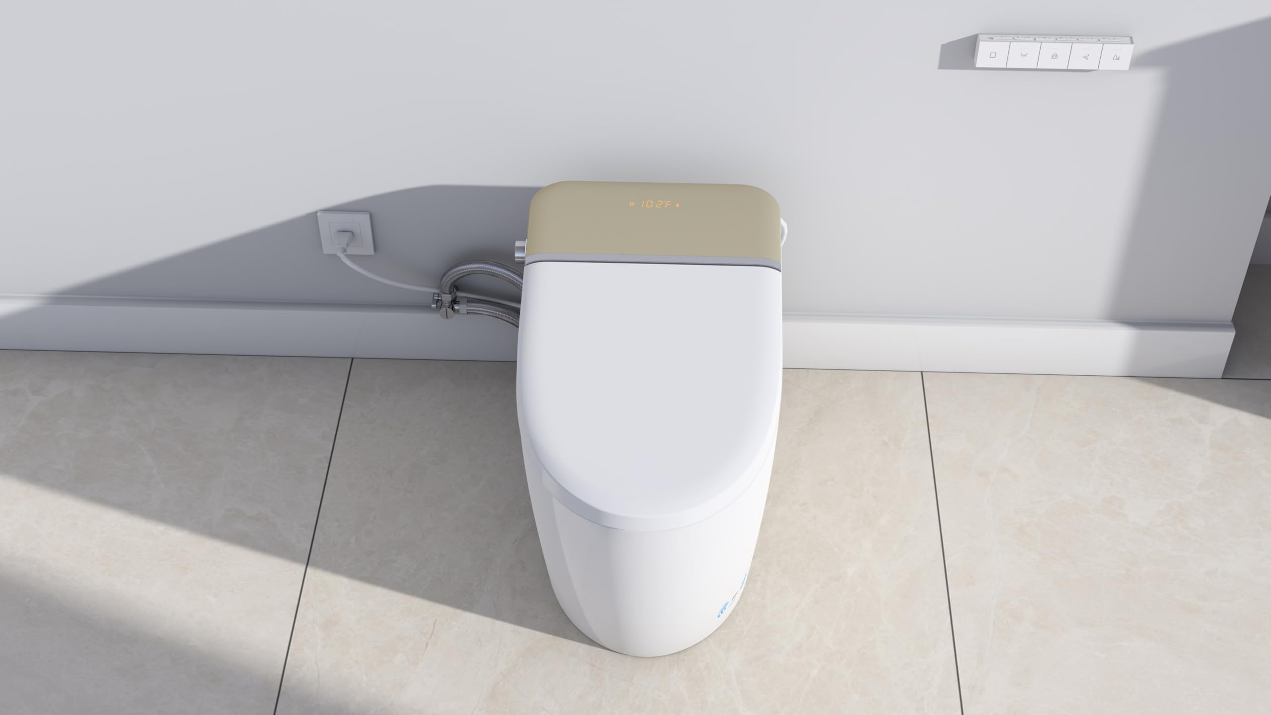 WIIS' IDEA Smart Toilet, Elongated One Piece Bidet Toilet with Bidet Built In, Tankless Smart Bidet Toilet with Auto Open Close, Auto Flush, Foot Sensor, Heated Bidet Seat, LED Display, Night Light