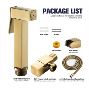 Shower System, Handheld Bidet Sprayer for Toilet Cold Water Baby Cloth Diaper Sprayer Wall Mounted Brass Toilet Sprayer High Pressure Handheld Sprayer Kit with Angle Valve Baby Cloth Diaper Cleaning,