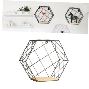 funomocya wall display holder storage shelf wall hanging holder living room bookshelf wall mount display shelf wall shelf wall hanging rack hexagonal mesh shelf wall storage rack black