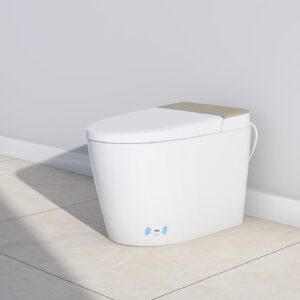 WIIS' IDEA Smart Toilet, Elongated One Piece Bidet Toilet with Bidet Built In, Tankless Smart Bidet Toilet with Auto Open Close, Auto Flush, Foot Sensor, Heated Bidet Seat, LED Display, Night Light