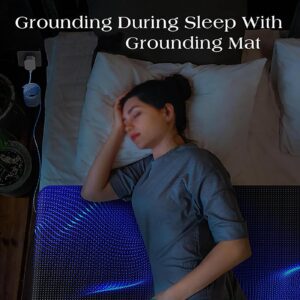 BSKJMMP Grounding Mat Earthing Pad for Twin Size Bed Carbon Mat Grounding Bed Sheets Energy Wellness Anti-Slip PU Leather with Grounding Cord, 27''×75''