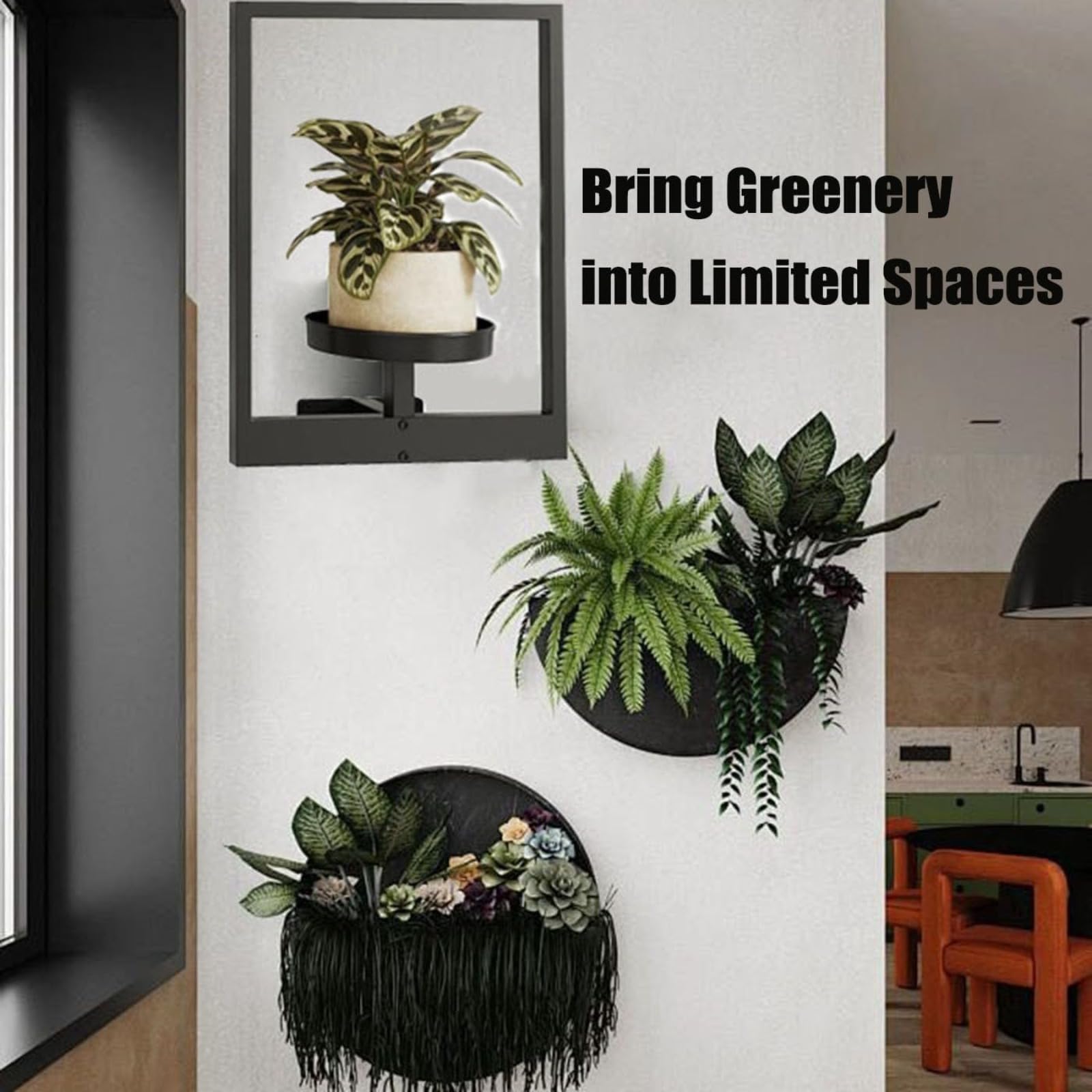 Picture Frame Wall Plant Holder, Window Plant Shelves, Plant Frames for Wall, Metal Plant Wall Frame, Metal Plant Stand,Modern Plant Stand,Plant Table for Multiple Flower Pots Modern Style (2pc)