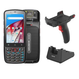 meferi me40k android 12 barcode scanner with pistol grip and charging cradle, equip with zebra se4710 scan engine, pda mobile computer snapdragon octa-core cpu, 1d/2d/qr, 4g bt wifi gps nfc, 5180mah