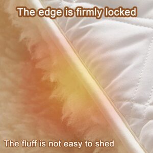 Fleece Fitted Mattress Pad, Thicken Warm Lamb Wool Roll Up Mattress Topper Sheet Protector Underblanket with Straps(A,90 * 200cm-1.7KG)