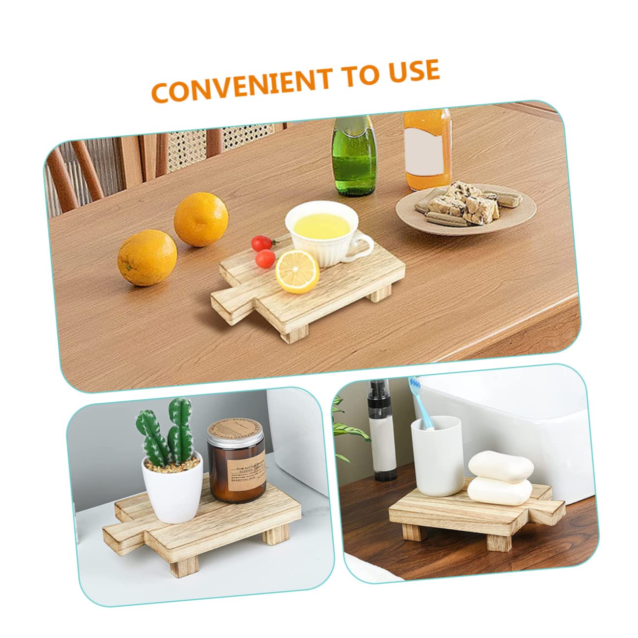 Unomor Wooden Tray Decoration Shelf Stand Sink Holder Farmhouse Soap Stand Small Stand Decorative Serving Tray Small Shelf Bracket Decorative Plant Pots Trim Tray Mini Pots