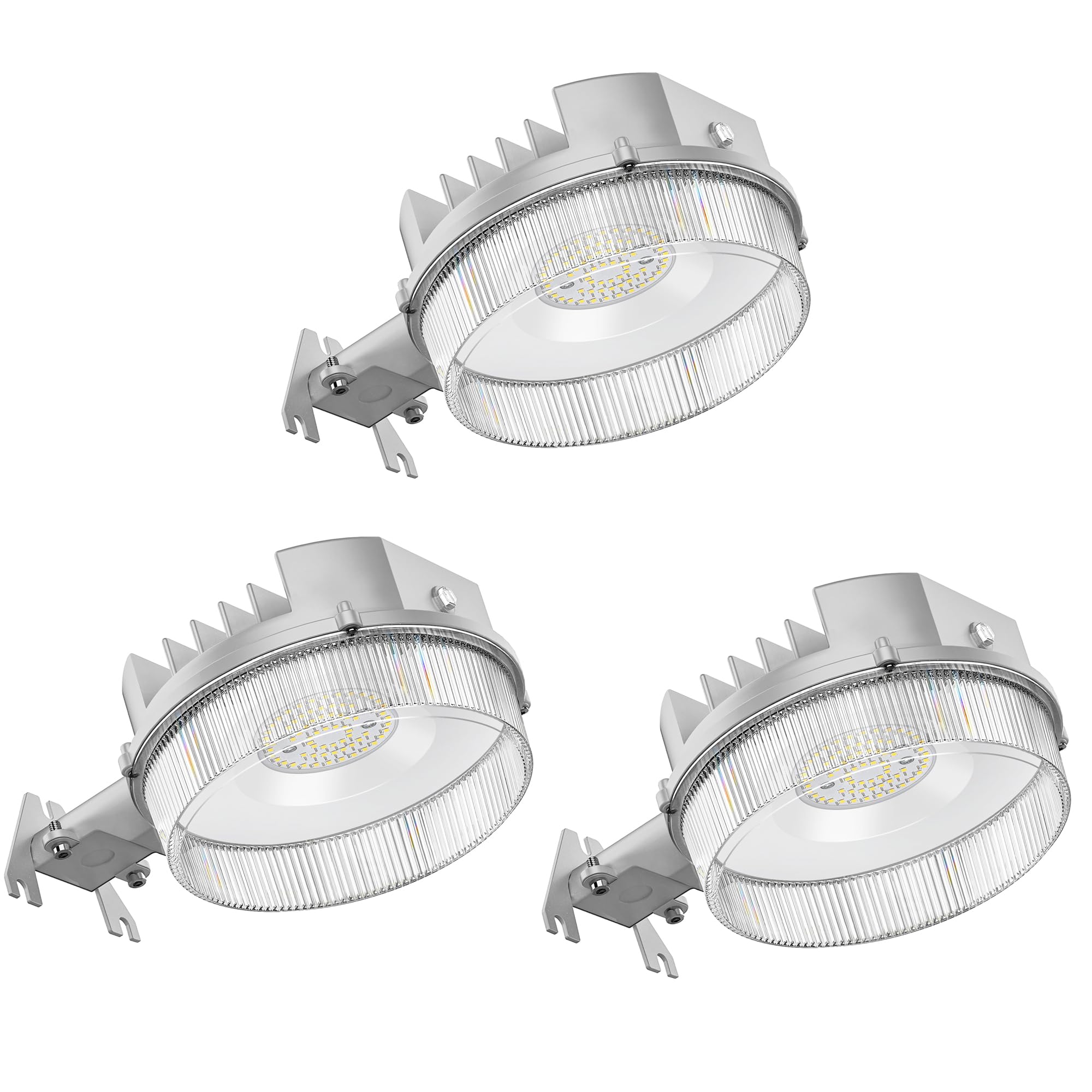 CINOTON LED Barn Light, Dusk to Dawn Outdoor Lighting, 42W 4950LM 5000K Daylight, Security Flood Light, UL Listed, IP65 Waterproof Outside Area Light with Photocell, Silver 3 Pack