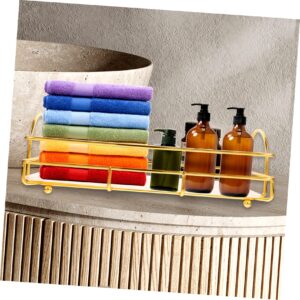 PRETYZOOM Daily Necessities Storage Rack White Serving Tray Gold Dresser Trinket Tray Bathroom Sundries Shelf Cupboard Shelf Perfume Bathtub Trays Dresser Tray Makeup Vanity Desk Alloy