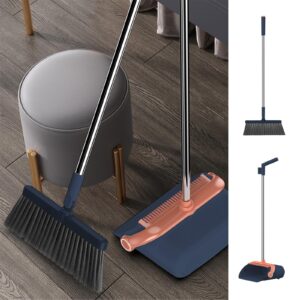 Broom with Dustpan Combo Set Brooms and Dustpan 2-in-1 Set Home Cleaning Supplies Stainless Steel Handle Brooms and Dustpan Combo Set for Home Office Broom Set Dust Pan and Broom Set