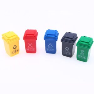 NUOBESTY Miniatures 5 Pcs Mini Curbside Garbage Trash Bin Pen Holder Creative Recycle Can Pencil Cup Desktop Organizer for Home Office Mini Garbage Cans Miniature Trash can