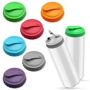 6pcs soda can cover lids, silicone can lid can protector, reusable can toppers can top for soda coke pop beer energy drink juice beverage, soda can lids for 2.1in standard cans top (assorted colors)