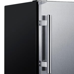 Summit FF708BL7SS 24” Wide Under Counter Refrigerator 5.1 cu.ft. Made in Europe with Automatic Defrost Operation, Reversible Stainless-Steel Door, and Deluxe black interior (Right Hand Door)