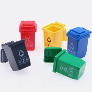 NUOBESTY Miniatures 5 Pcs Mini Curbside Garbage Trash Bin Pen Holder Creative Recycle Can Pencil Cup Desktop Organizer for Home Office Mini Garbage Cans Miniature Trash can