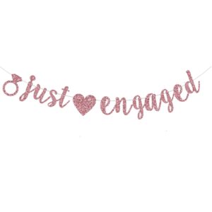 just engaged banner, rose gold engagement party sign, bridal shower/bachelorette/wedding party supplies decorations.(pre-strung)