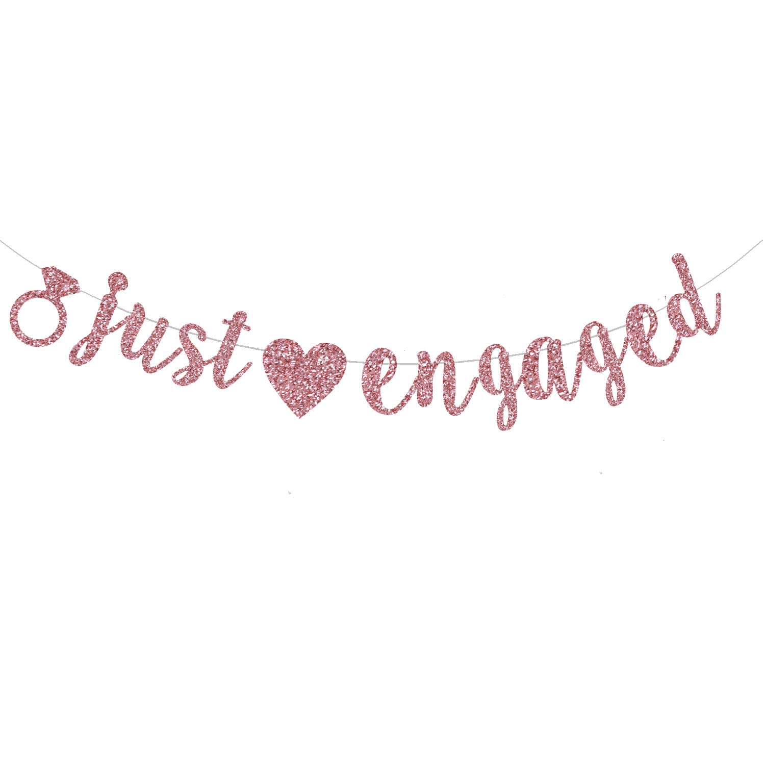 Just Engaged Banner, Rose Gold Engagement Party Sign, Bridal Shower/Bachelorette/Wedding Party Supplies Decorations.(Pre-strung)