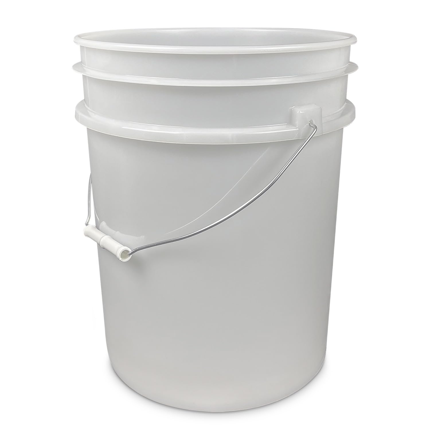 5 Gallon Bucket Only, Made in USA, Food Grade, Durable 90 Mil All Purpose Pail, Contains No BPA Plastic, Premium HPDE, Lids Not Included (Natural, 1)