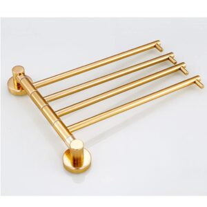 Swing Out Towel Bar, Gold Folding Arm Swivel Hanger Bathroom Storage Organizer Rustproof Wall Mount Polished Surface, Hand Towel Holder for Shower Room, Kitchen gold-2bars