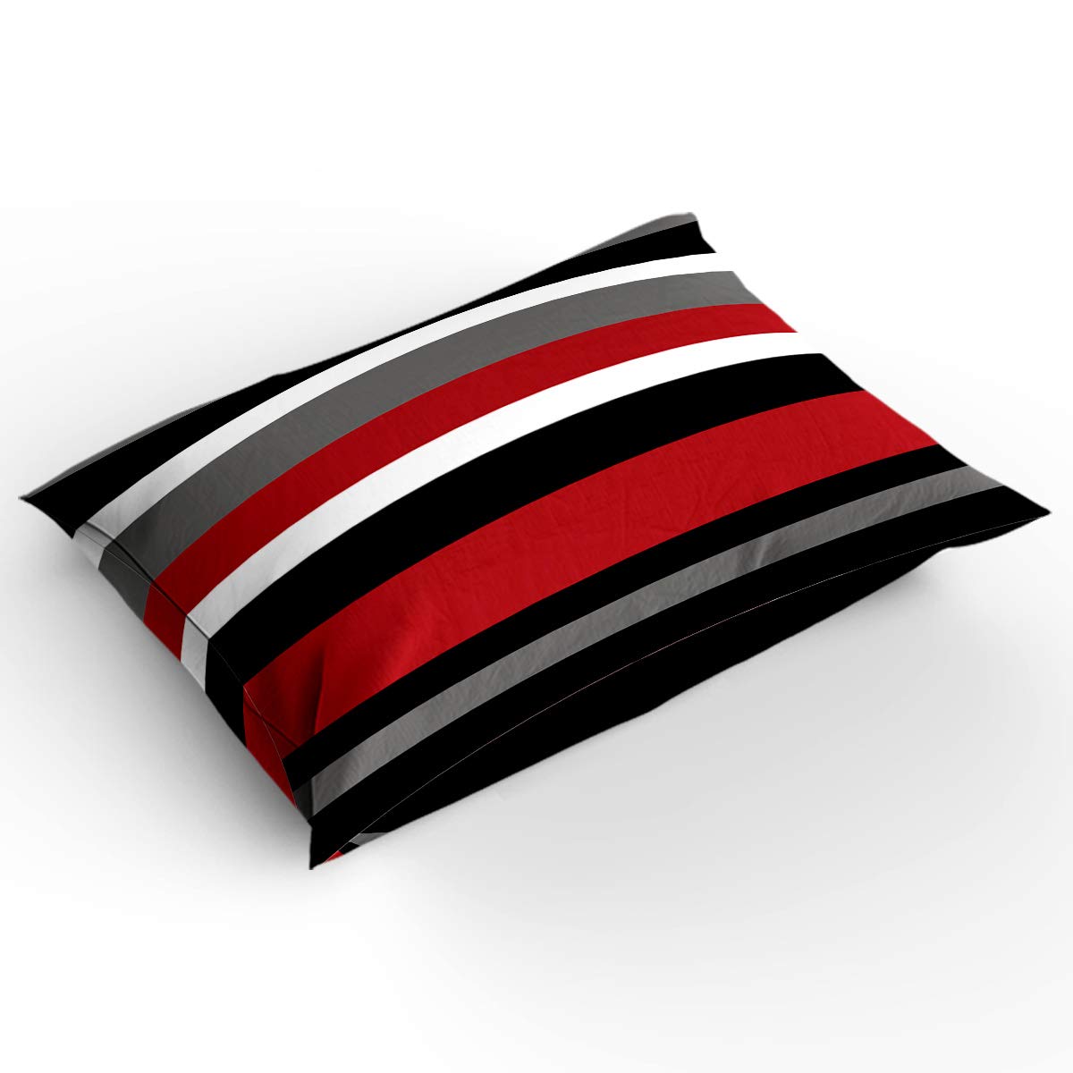 TocaHome Duvet Cover Twin Size, 4 Pieces Comforter Cover Set, Red and Black Stripes Soft Bedding Sets - 1 Twin Duvet Cover, 1 Bed Sheet and 2 Pillowcases