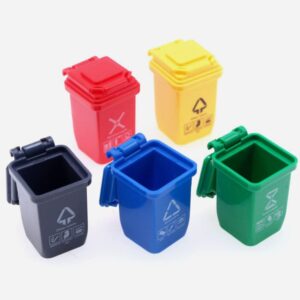 NUOBESTY Miniatures 5 Pcs Mini Curbside Garbage Trash Bin Pen Holder Creative Recycle Can Pencil Cup Desktop Organizer for Home Office Mini Garbage Cans Miniature Trash can