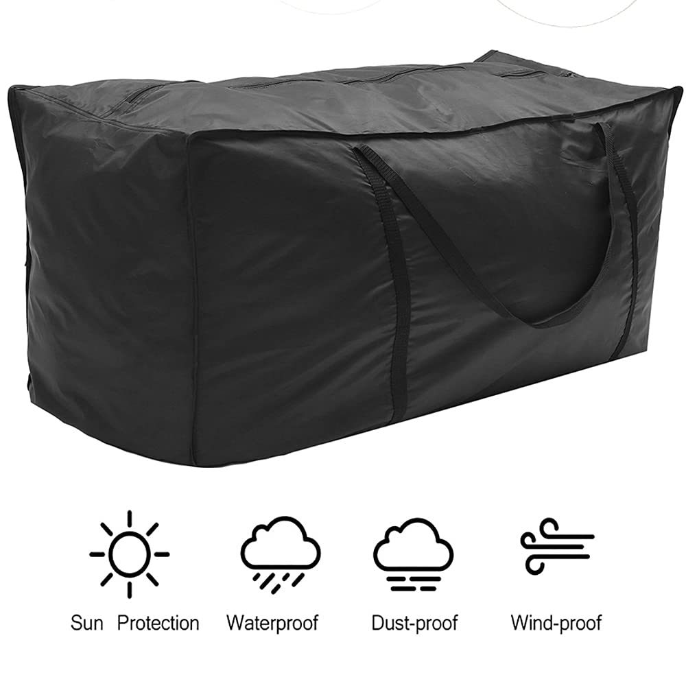 Txkrhwa Patio Cushion Storage Bag Outdoor Cushion Cover Patio Protective Bags Zippered with Handles Furniture Cover Waterproof Cover Storage Bag Black