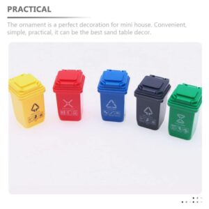 NUOBESTY Miniatures 5 Pcs Mini Curbside Garbage Trash Bin Pen Holder Creative Recycle Can Pencil Cup Desktop Organizer for Home Office Mini Garbage Cans Miniature Trash can