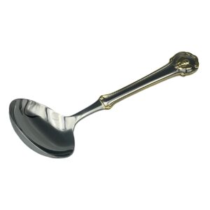 wallace napoleon bee gold accent gravy ladle, 7-inch, silver