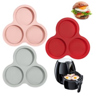 3 pcs silicone air fryer egg mold，aifuda nonstick air fryer baking pan 3 cavity silicone muffin pans for baking，air fryer accessories for air fryers above 6qt(three colors)