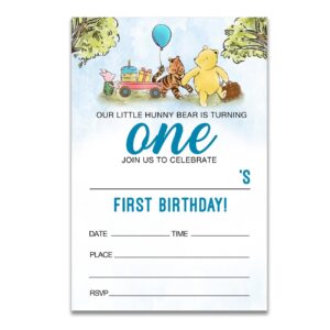 dolimifa winnie the pooh 1st first birthday invitations fill in style classic our little hunny bear 1st birthday invites, 20 count with envelopes