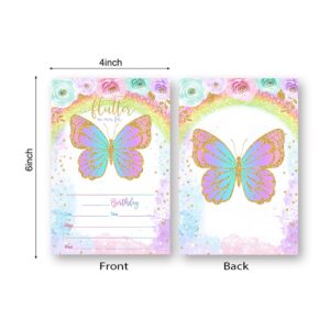 LoaHak Butterfly Birthday Party Invitations, Floral Butterfly Party Invitations, Butterfly Invitation. (041)