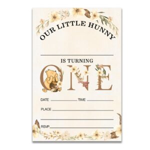 dolimifa floral winnie the pooh 1st birthday invitations fill in style classic our little hunny honey bear winnie 1st birthday invites, 20 count with envelopes