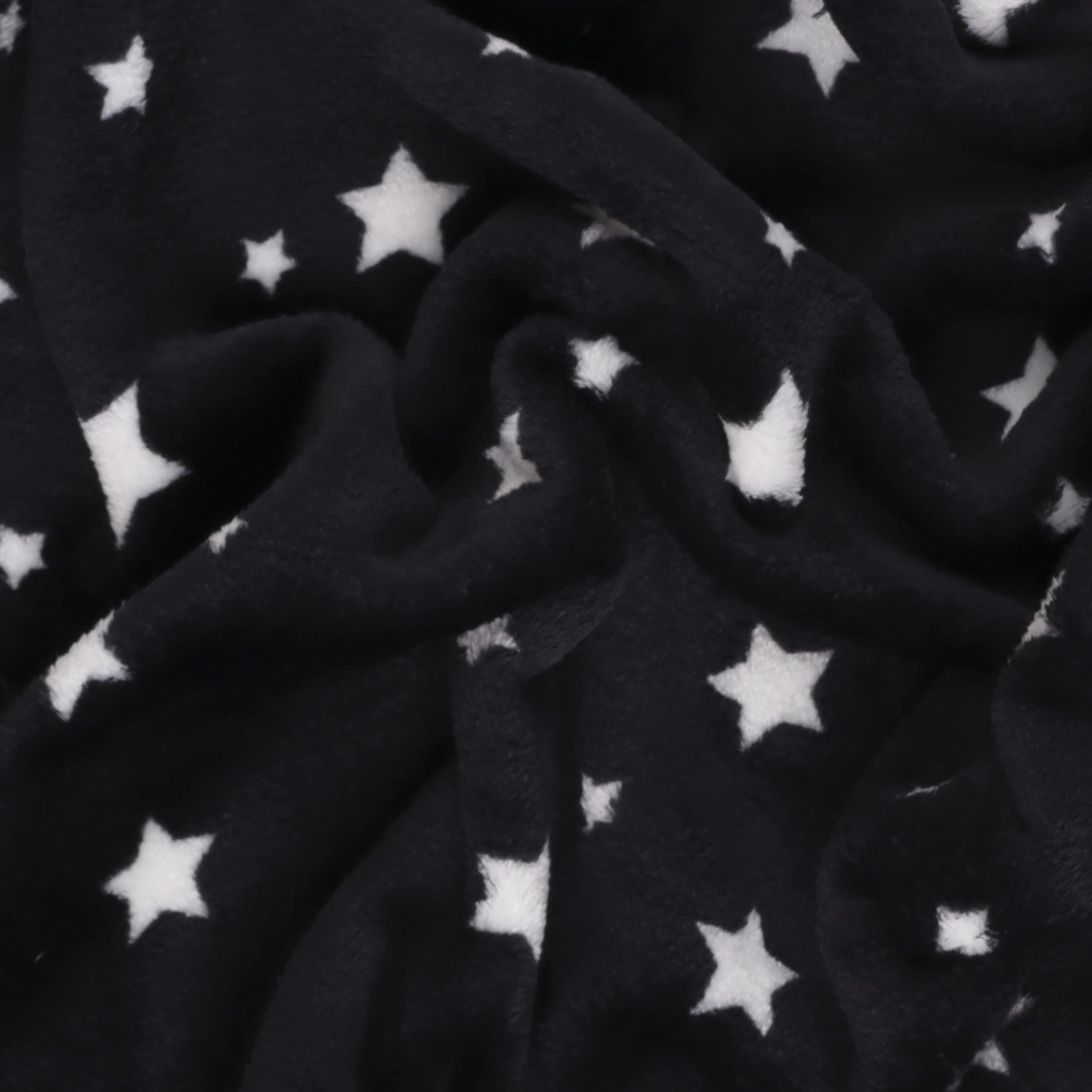 Mook Fabrics Fleece Flannel Star, Black Cut by The Yard