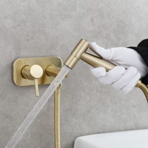 Handheld Bidet Toilet Sprayer,Brushed Gold Bidet Sprayer for Toilet Hot And Cold Water,304 Stainless Steel Baby Cloth Diaper Sprayer Kit for Cleaning