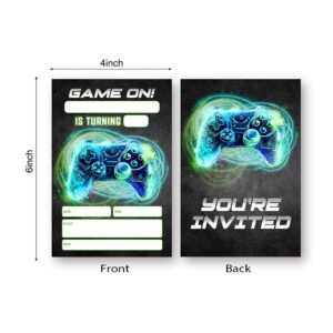 LoaHak Video Game Birthday Party Invitations, Video Game Birthday Invitations, Neon Party Invite, Birthday Party Invitations for Friends, Classmates, Teammates, etc. (046)