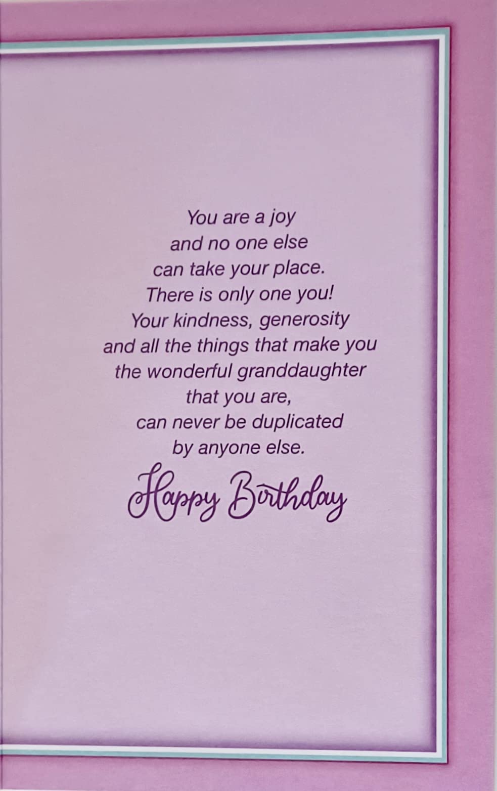 Greeting Card You Are A Joy And No One Else Can Take Your Place - All The Things That Make You A Wonderful Granddaughter Happy Birthday