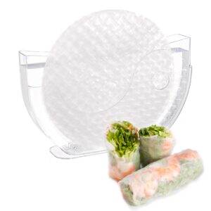 rice paper water bowl, spring roll water bowl, rice paper holder with side pocket for rice paper wrappers, summer rolls maker banh trang holder