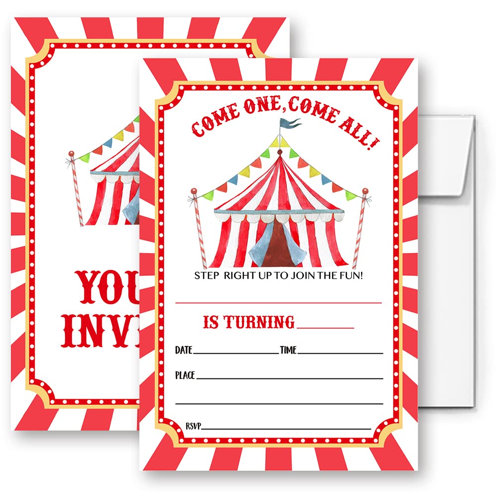 Carnival Circus Birthday Party Invitations Card For Kids, Carnival Circus Party, Circus Birthday Invitation. (061)Carnival Circus Birthday Party Invitations Card For Kids, Carnival Circus Party,