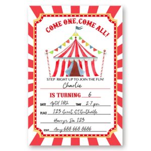 Carnival Circus Birthday Party Invitations Card For Kids, Carnival Circus Party, Circus Birthday Invitation. (061)Carnival Circus Birthday Party Invitations Card For Kids, Carnival Circus Party,