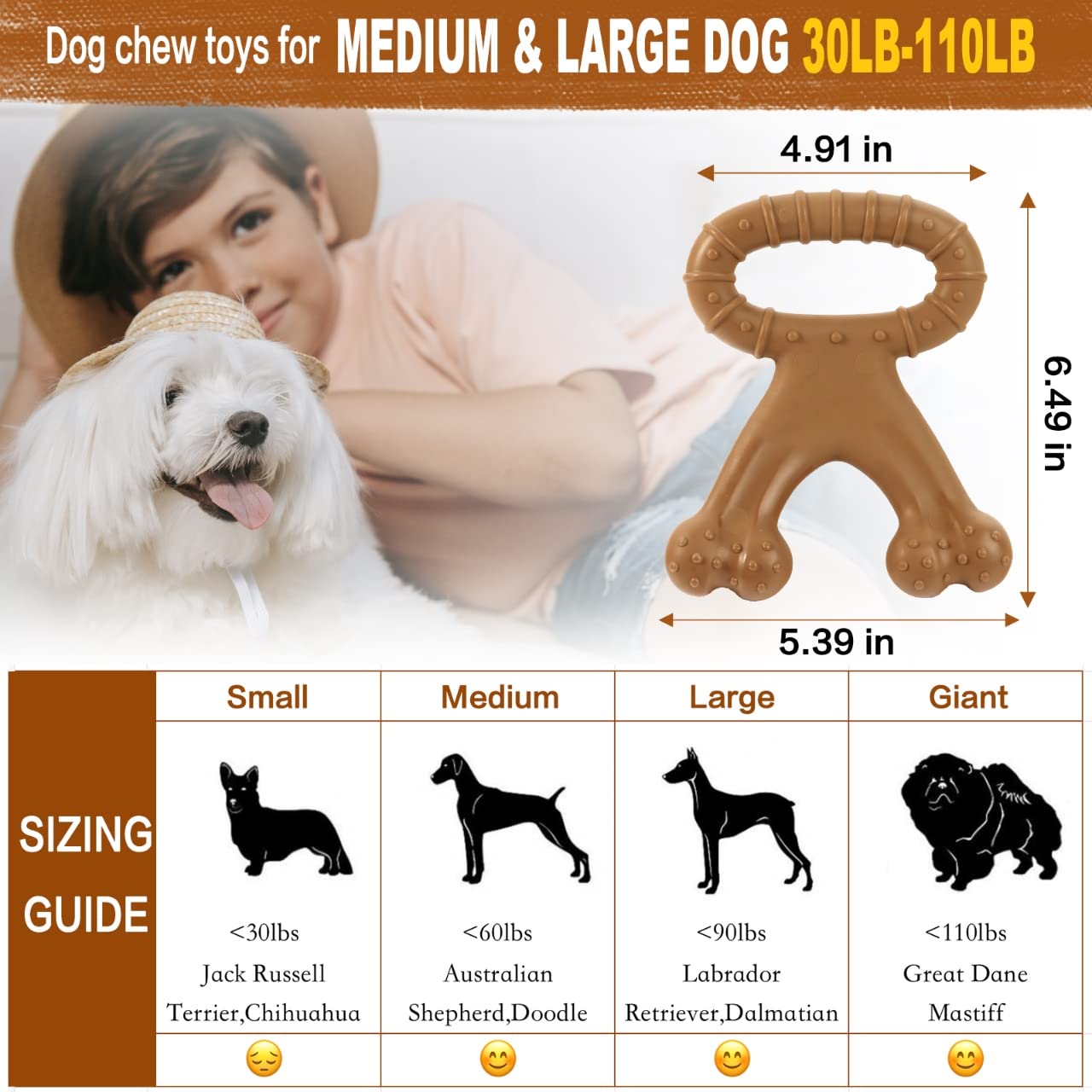 LoozeJel Dog Toys for Aggressive Chewers, Dog Chew Toys Indestructible, Durable Long Lasting Dog Toys, Beef Flavor, Dog Toys for Medium Large Dogs