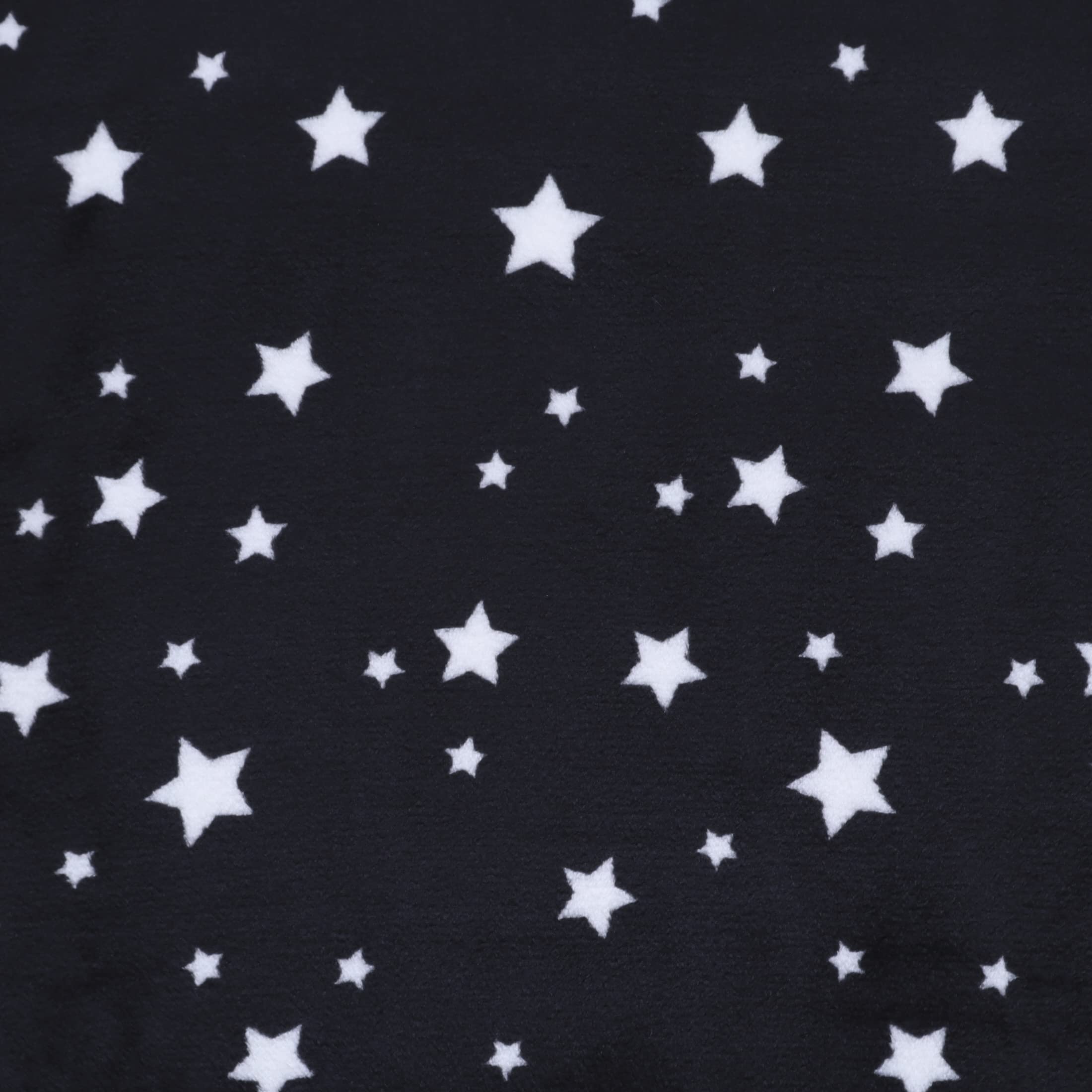 Mook Fabrics Fleece Flannel Star, Black Cut by The Yard