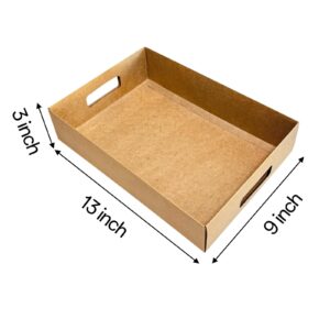 15-Pack 13" X 9" X 3" Brown Blyss Cookie Crate,Sturdy Cookie Serving Tray Great for Party Platters,Natural Kraft Paper Cardboard Tray use for Packaging and Hold Cookies,Take Out Container,Pack of 15